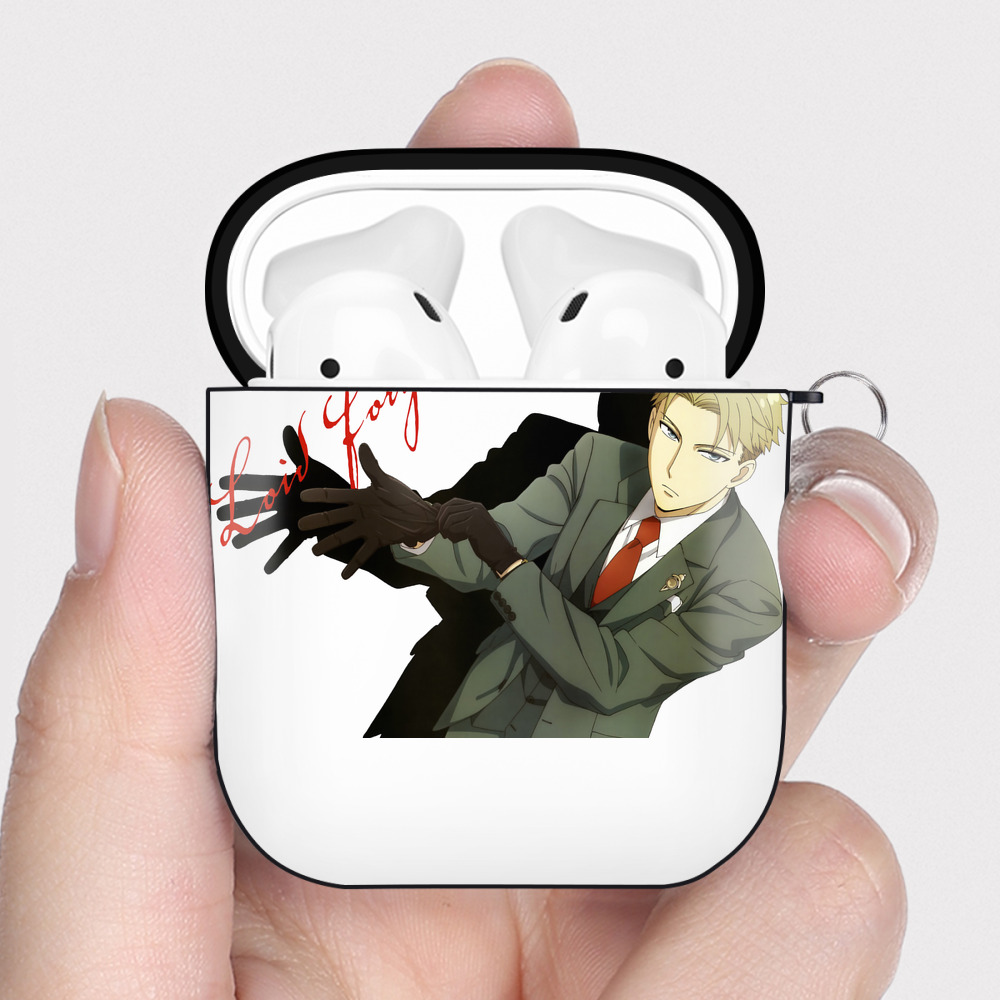 （画像用） SPY×FAMILY间谍家家酒 AirPods 第2世代保護ケース ハードシェル ブラック 耐衝撃・防指紋・カラビナ付き