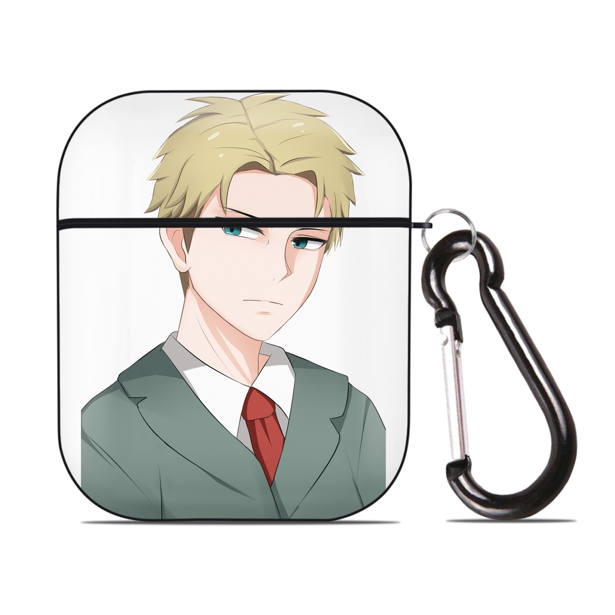 （画像用） SPY×FAMILY间谍家家酒 AirPods 第2世代保護ケース ハードシェル ブラック 耐衝撃・防指紋・カラビナ付き
