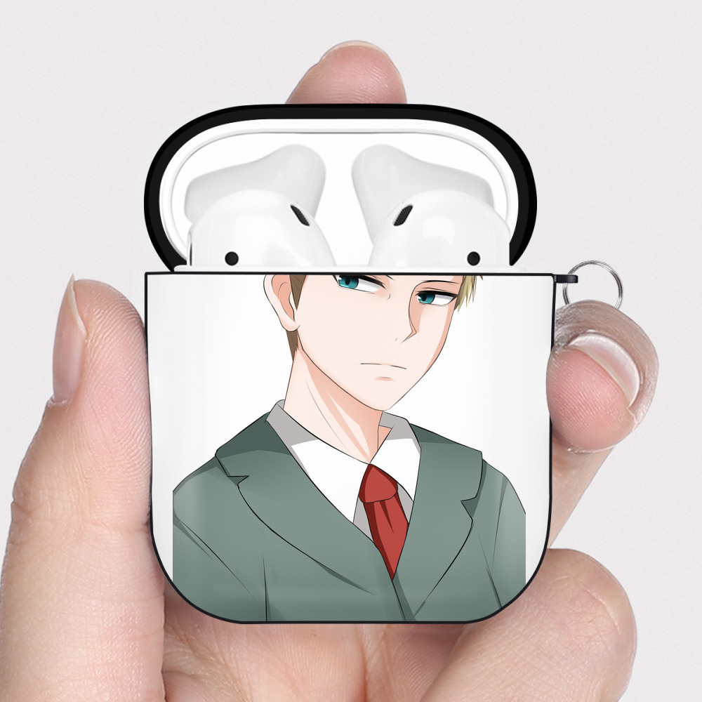 （画像用） SPY×FAMILY间谍家家酒 AirPods 第2世代保護ケース ハードシェル ブラック 耐衝撃・防指紋・カラビナ付き