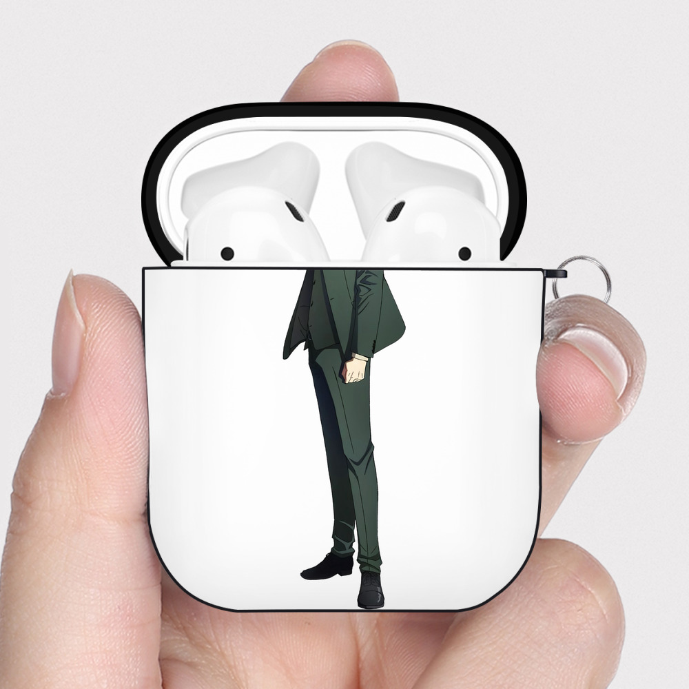 （画像用） SPY×FAMILY间谍家家酒 AirPods 第2世代保護ケース ハードシェル ブラック 耐衝撃・防指紋・カラビナ付き