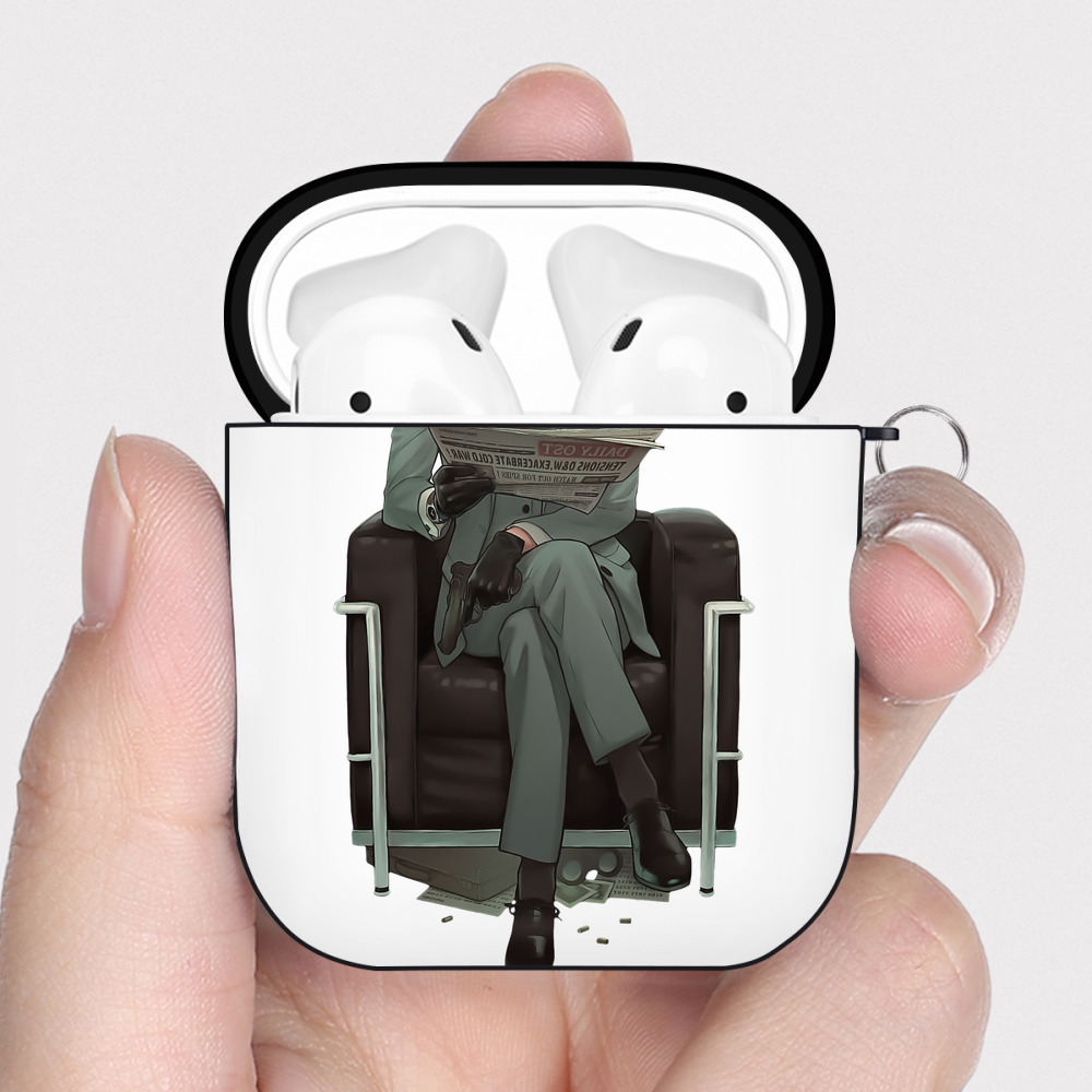 （画像用） SPY×FAMILY间谍家家酒 AirPods 第2世代保護ケース ハードシェル ブラック 耐衝撃・防指紋・カラビナ付き