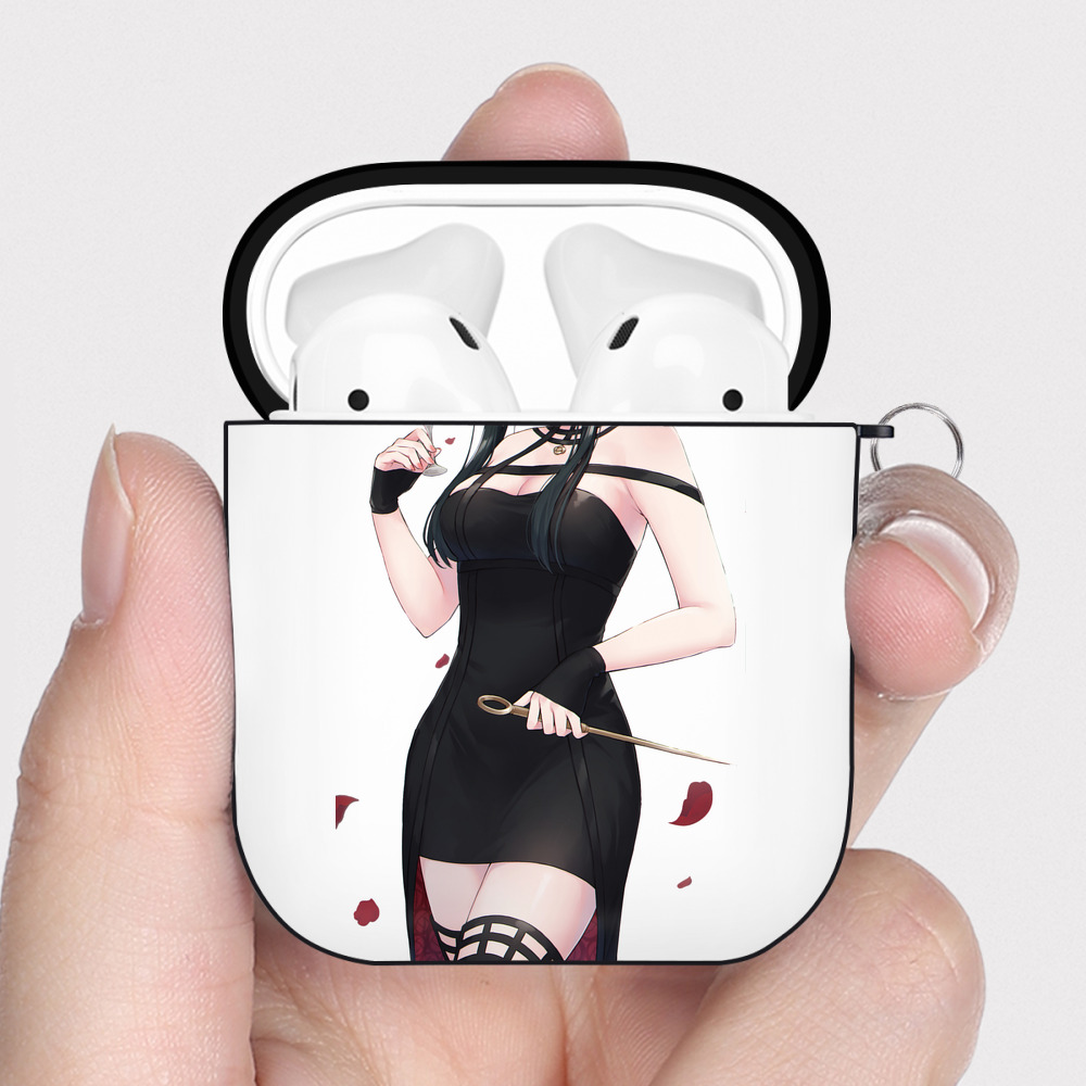 （画像用） SPY×FAMILY间谍家家酒 AirPods 第2世代保護ケース ハードシェル ブラック 耐衝撃・防指紋・カラビナ付き