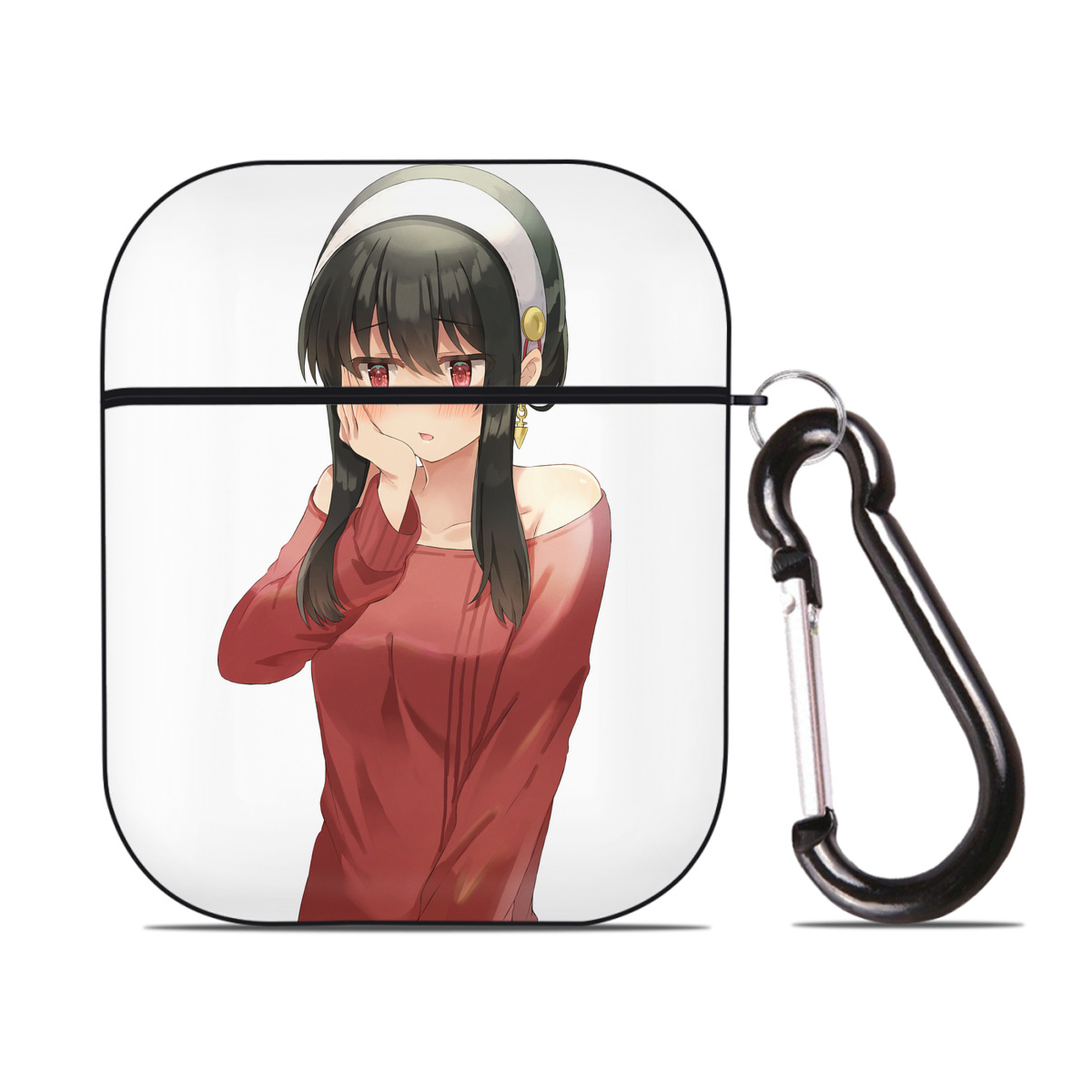 （画像用） SPY×FAMILY间谍家家酒 AirPods 第2世代保護ケース ハードシェル ブラック 耐衝撃・防指紋・カラビナ付き