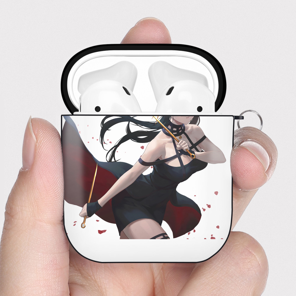 （画像用） SPY×FAMILY间谍家家酒 AirPods 第2世代保護ケース ハードシェル ブラック 耐衝撃・防指紋・カラビナ付き