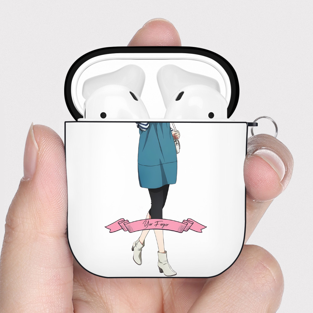 （画像用） SPY×FAMILY间谍家家酒 AirPods 第2世代保護ケース ハードシェル ブラック 耐衝撃・防指紋・カラビナ付き
