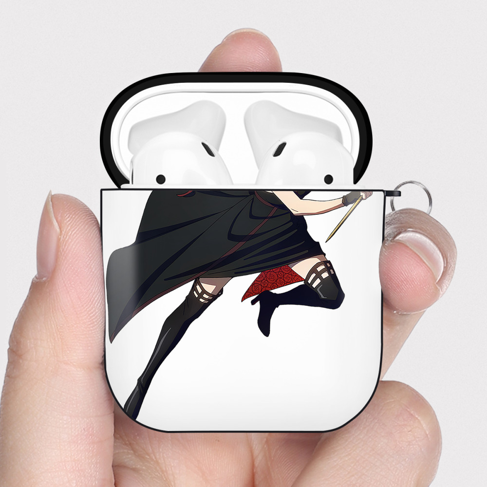 （画像用） SPY×FAMILY间谍家家酒 AirPods 第2世代保護ケース ハードシェル ブラック 耐衝撃・防指紋・カラビナ付き