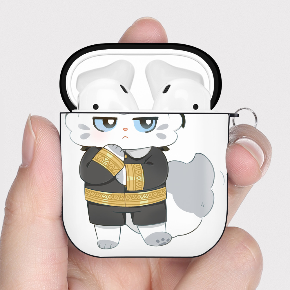 （画像用） SPY×FAMILY间谍家家酒 AirPods 第2世代保護ケース ハードシェル ブラック 耐衝撃・防指紋・カラビナ付き