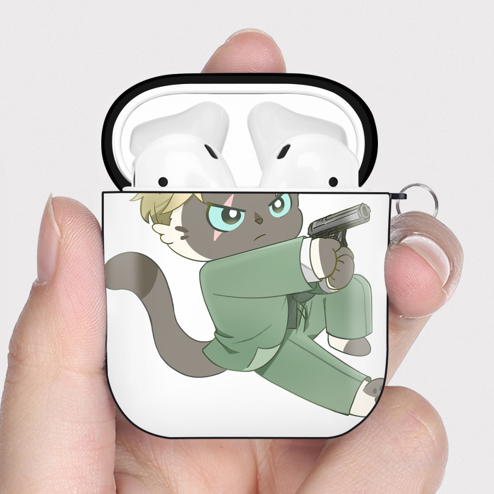 （画像用） SPY×FAMILY间谍家家酒 AirPods 第2世代保護ケース ハードシェル ブラック 耐衝撃・防指紋・カラビナ付き