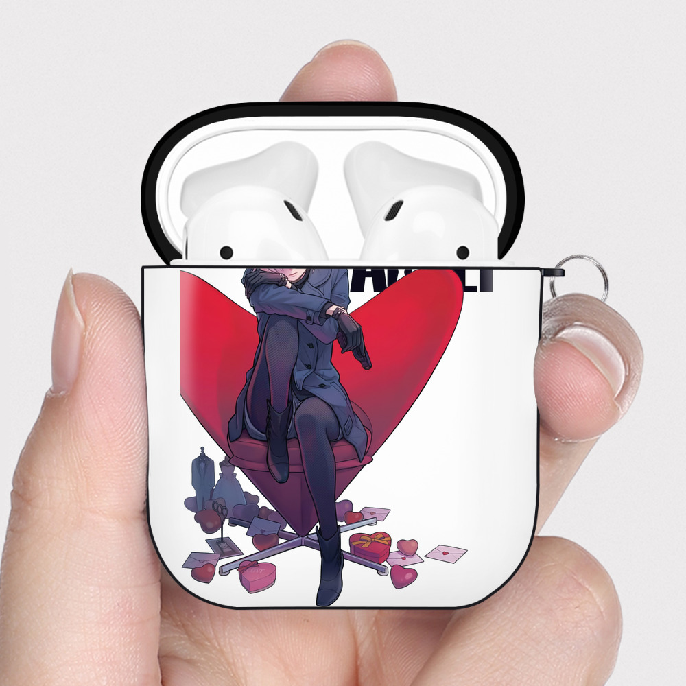 （画像用） SPY×FAMILY间谍家家酒 AirPods 第2世代保護ケース ハードシェル ブラック 耐衝撃・防指紋・カラビナ付き