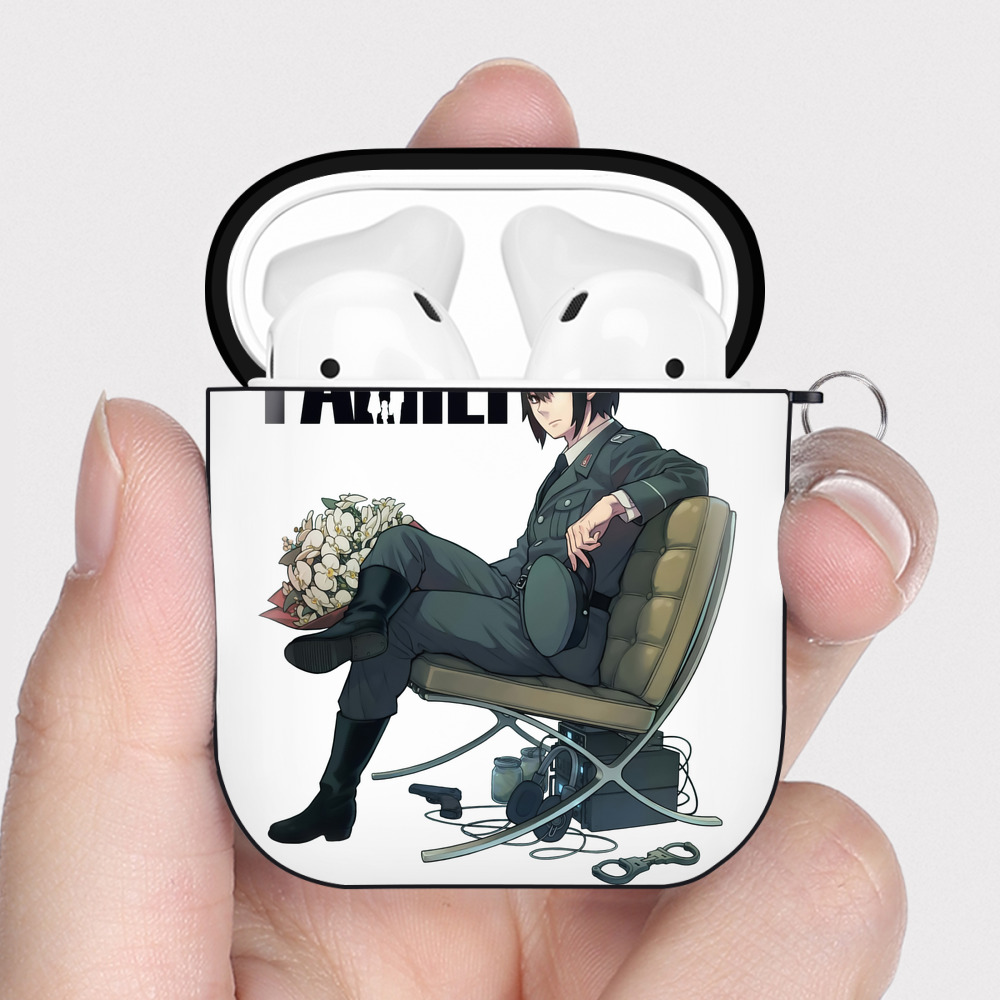 （画像用） SPY×FAMILY间谍家家酒 AirPods 第2世代保護ケース ハードシェル ブラック 耐衝撃・防指紋・カラビナ付き