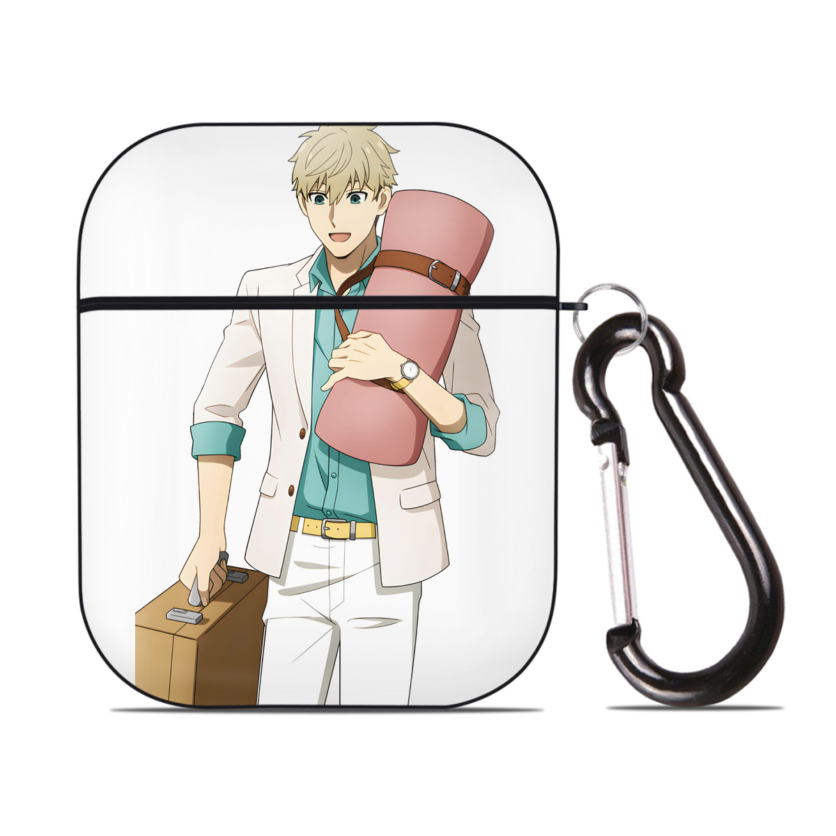 （画像用） SPY×FAMILY间谍家家酒 AirPods 第2世代保護ケース ハードシェル ブラック 耐衝撃・防指紋・カラビナ付き