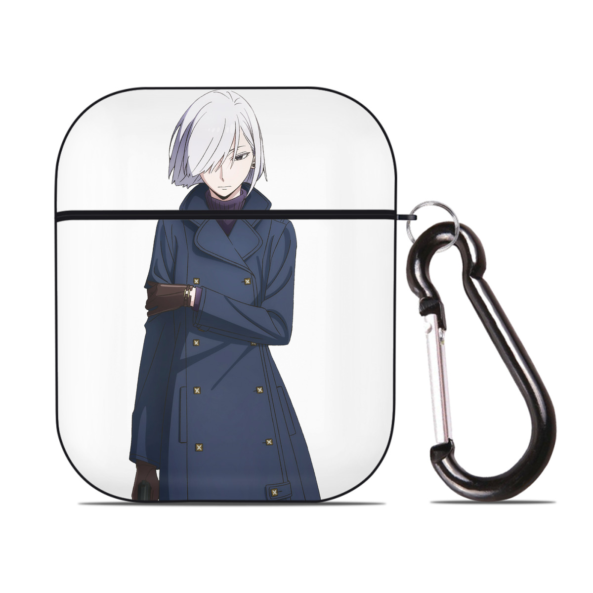 （画像用） SPY×FAMILY间谍家家酒 AirPods 第2世代保護ケース ハードシェル ブラック 耐衝撃・防指紋・カラビナ付き