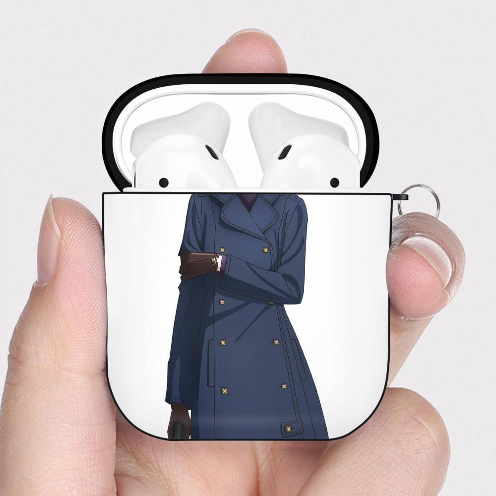 （画像用） SPY×FAMILY间谍家家酒 AirPods 第2世代保護ケース ハードシェル ブラック 耐衝撃・防指紋・カラビナ付き