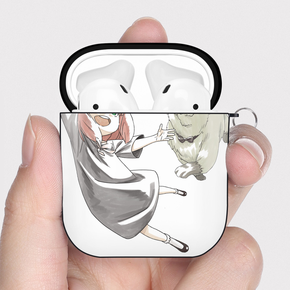 （画像用） SPY×FAMILY间谍家家酒 AirPods 第2世代保護ケース ハードシェル ブラック 耐衝撃・防指紋・カラビナ付き