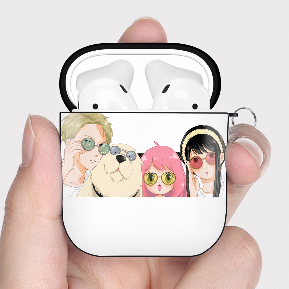 （画像用） SPY×FAMILY间谍家家酒 AirPods 第2世代保護ケース ハードシェル ブラック 耐衝撃・防指紋・カラビナ付き