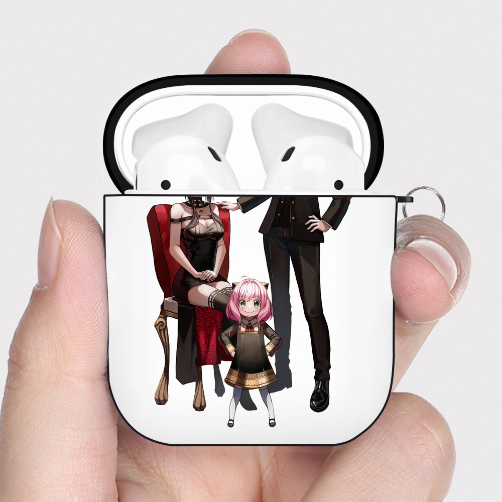 （画像用） SPY×FAMILY间谍家家酒 AirPods 第2世代保護ケース ハードシェル ブラック 耐衝撃・防指紋・カラビナ付き