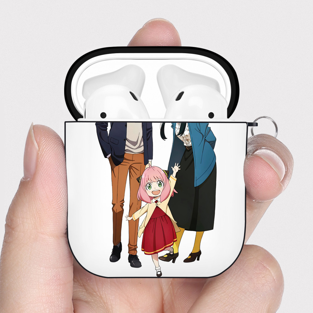 （画像用） SPY×FAMILY间谍家家酒 AirPods 第2世代保護ケース ハードシェル ブラック 耐衝撃・防指紋・カラビナ付き