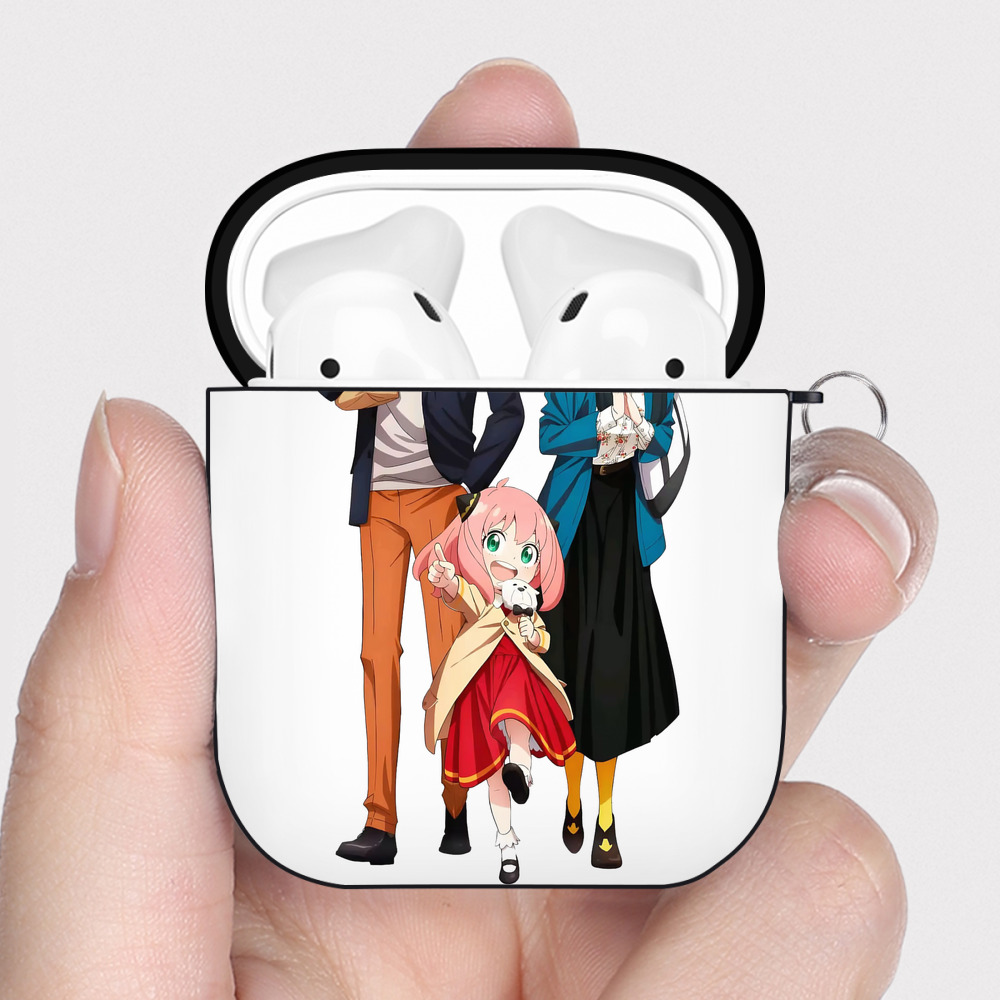（画像用） SPY×FAMILY间谍家家酒 AirPods 第2世代保護ケース ハードシェル ブラック 耐衝撃・防指紋・カラビナ付き