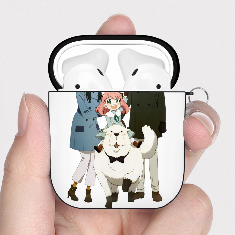 （画像用） SPY×FAMILY间谍家家酒 AirPods 第2世代保護ケース ハードシェル ブラック 耐衝撃・防指紋・カラビナ付き