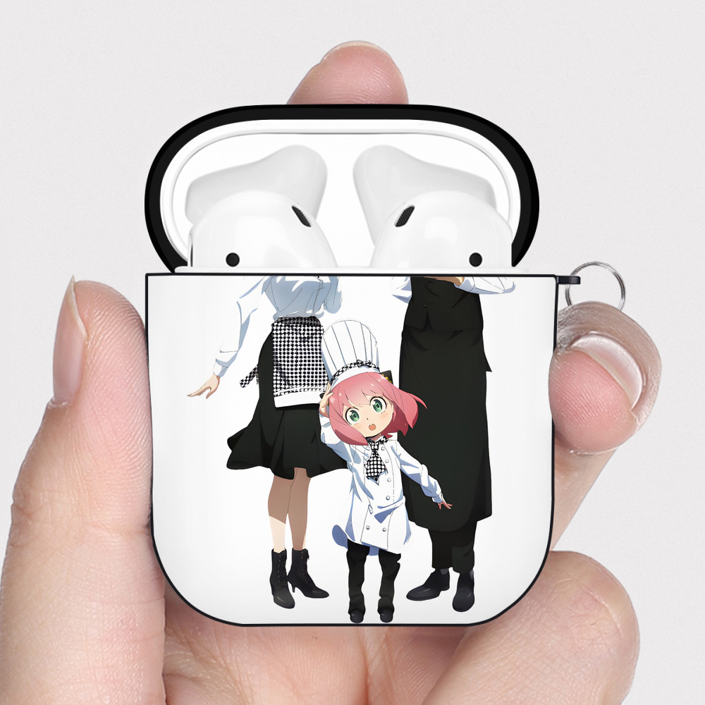 （画像用） SPY×FAMILY间谍家家酒 AirPods 第2世代保護ケース ハードシェル ブラック 耐衝撃・防指紋・カラビナ付き