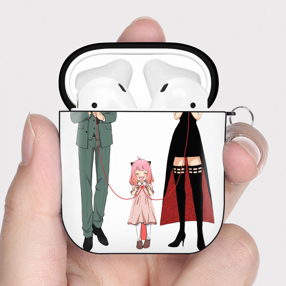 （画像用） SPY×FAMILY间谍家家酒 AirPods 第2世代保護ケース ハードシェル ブラック 耐衝撃・防指紋・カラビナ付き