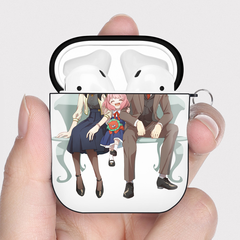 （画像用） SPY×FAMILY间谍家家酒 AirPods 第2世代保護ケース ハードシェル ブラック 耐衝撃・防指紋・カラビナ付き
