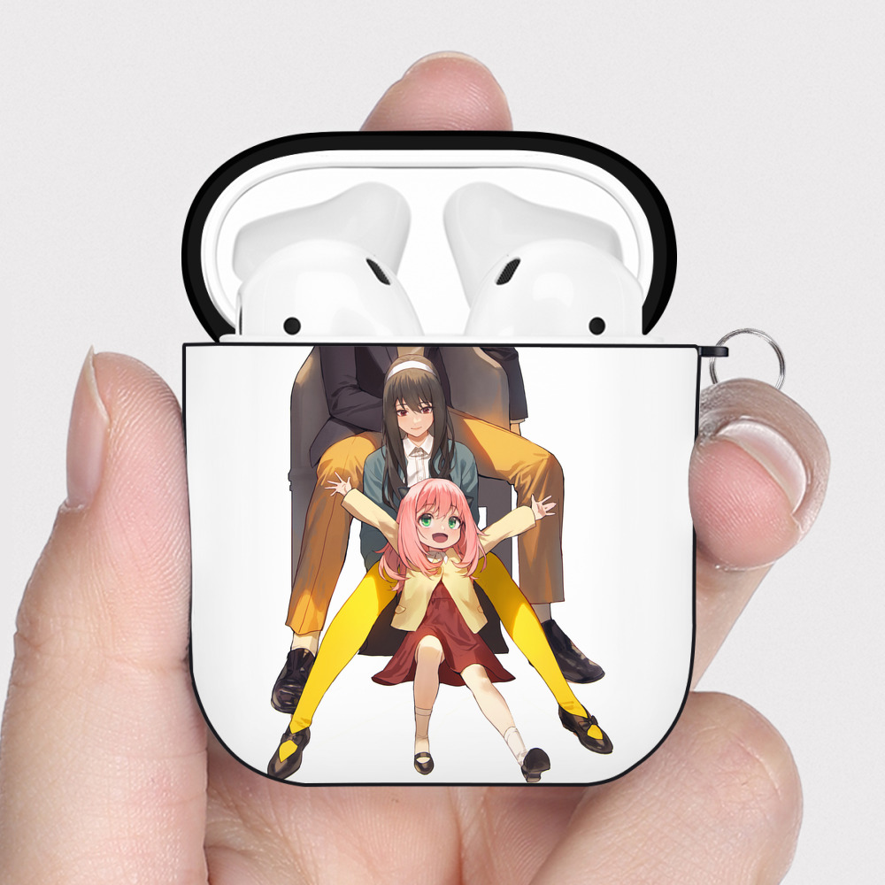 （画像用） SPY×FAMILY间谍家家酒 AirPods 第2世代保護ケース ハードシェル ブラック 耐衝撃・防指紋・カラビナ付き