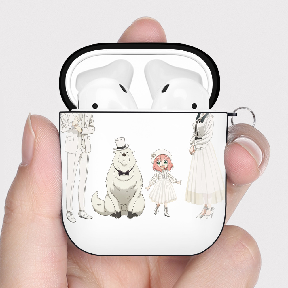 （画像用） SPY×FAMILY间谍家家酒 AirPods 第2世代保護ケース ハードシェル ブラック 耐衝撃・防指紋・カラビナ付き