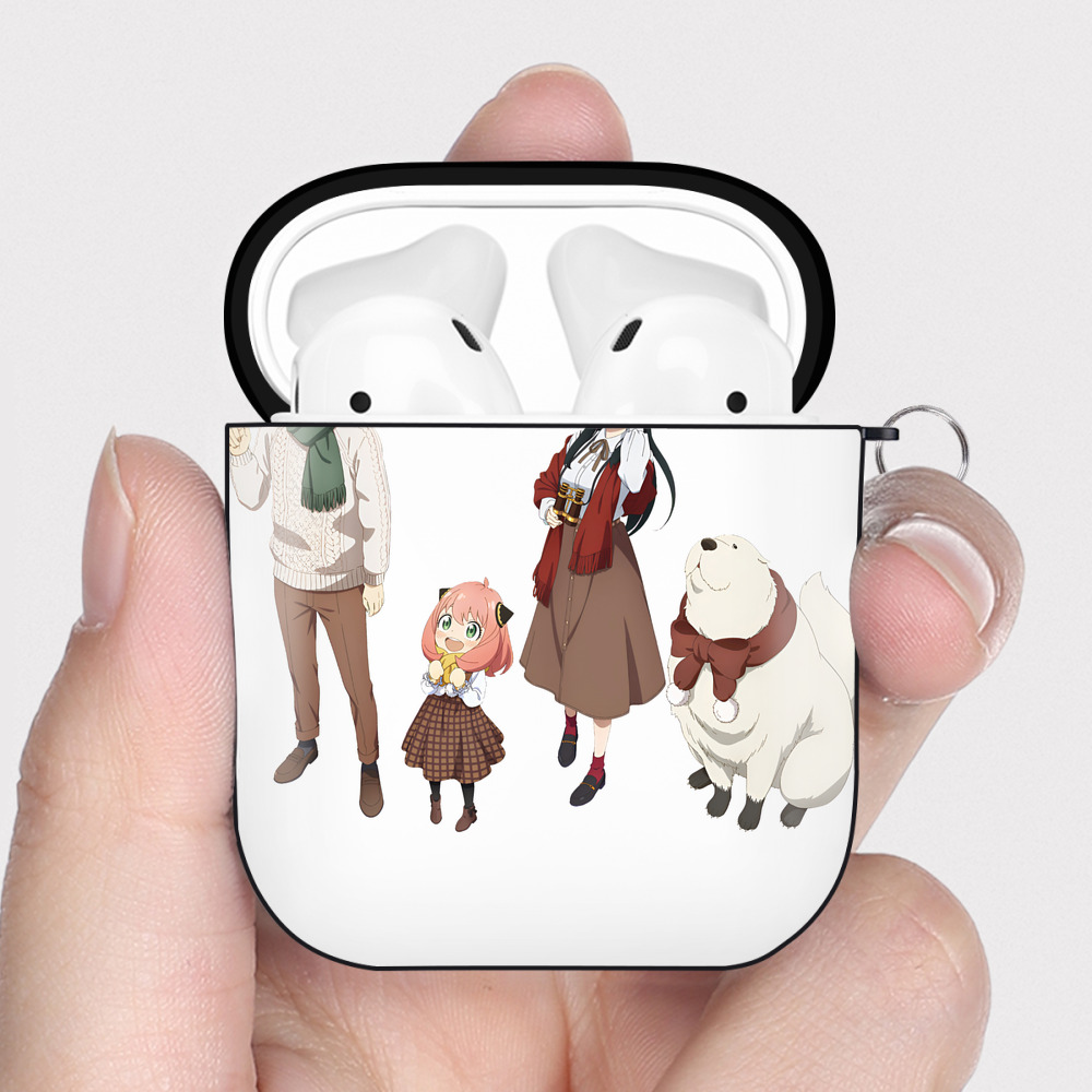 （画像用） SPY×FAMILY间谍家家酒 AirPods 第2世代保護ケース ハードシェル ブラック 耐衝撃・防指紋・カラビナ付き