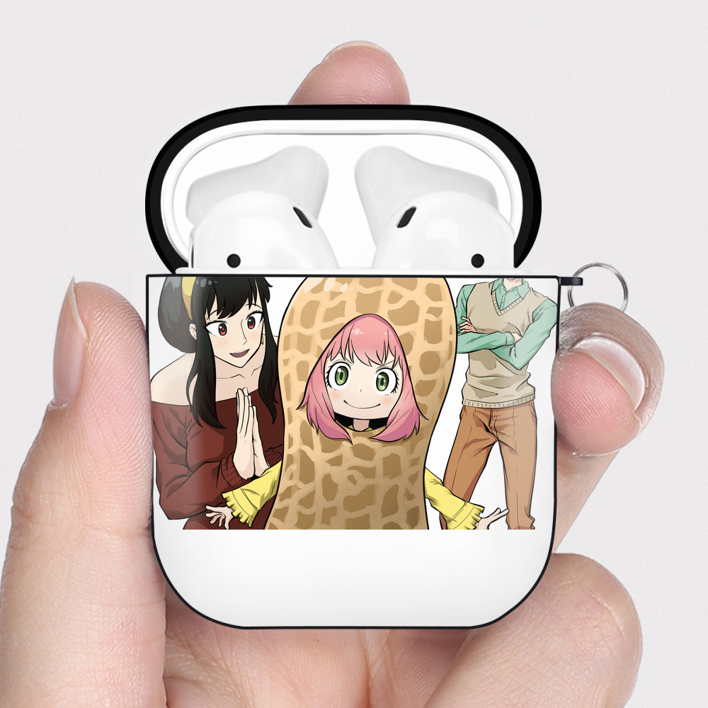 （画像用） SPY×FAMILY间谍家家酒 AirPods 第2世代保護ケース ハードシェル ブラック 耐衝撃・防指紋・カラビナ付き