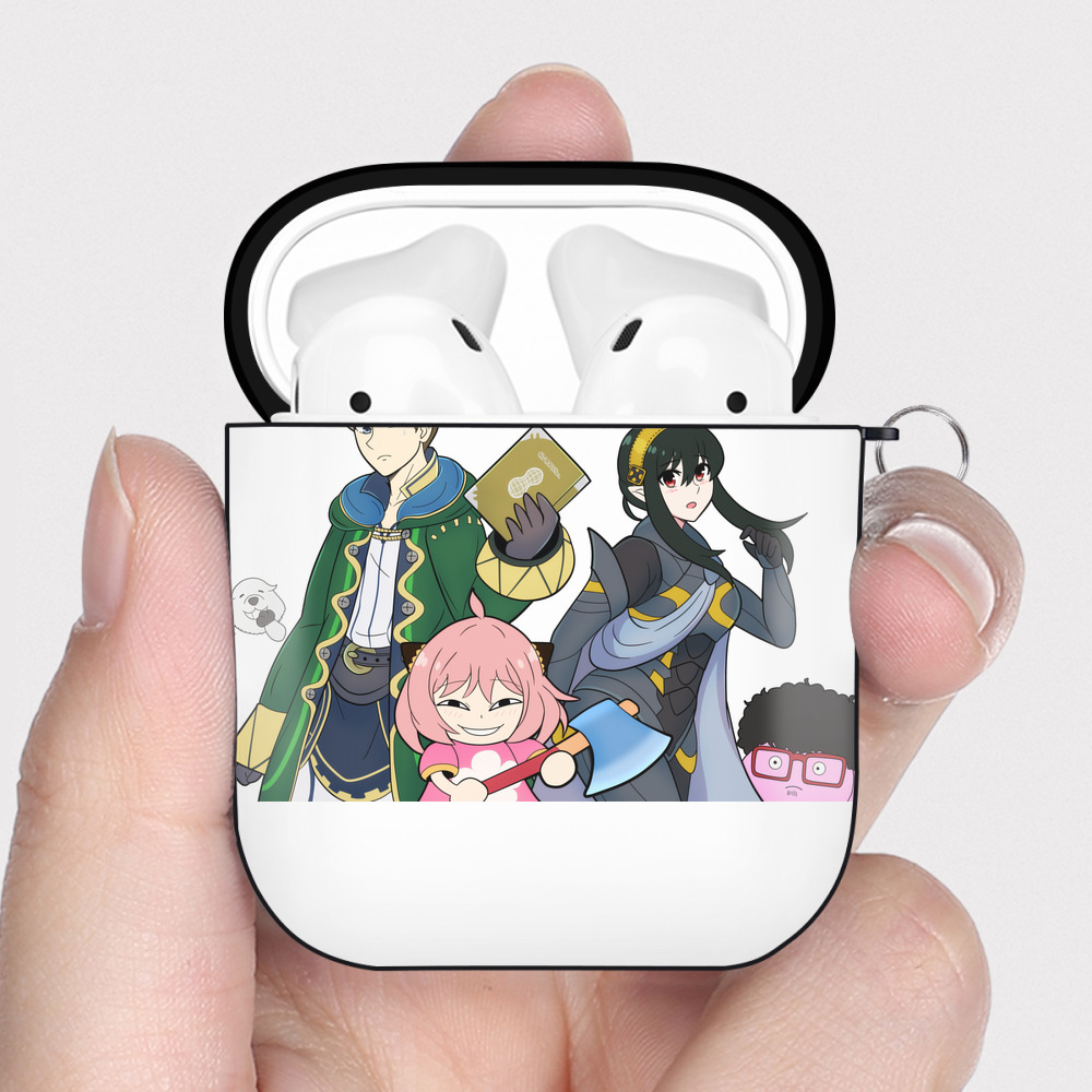 （画像用） SPY×FAMILY间谍家家酒 AirPods 第2世代保護ケース ハードシェル ブラック 耐衝撃・防指紋・カラビナ付き