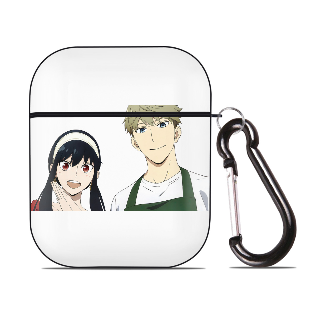 （画像用） SPY×FAMILY间谍家家酒 AirPods 第2世代保護ケース ハードシェル ブラック 耐衝撃・防指紋・カラビナ付き