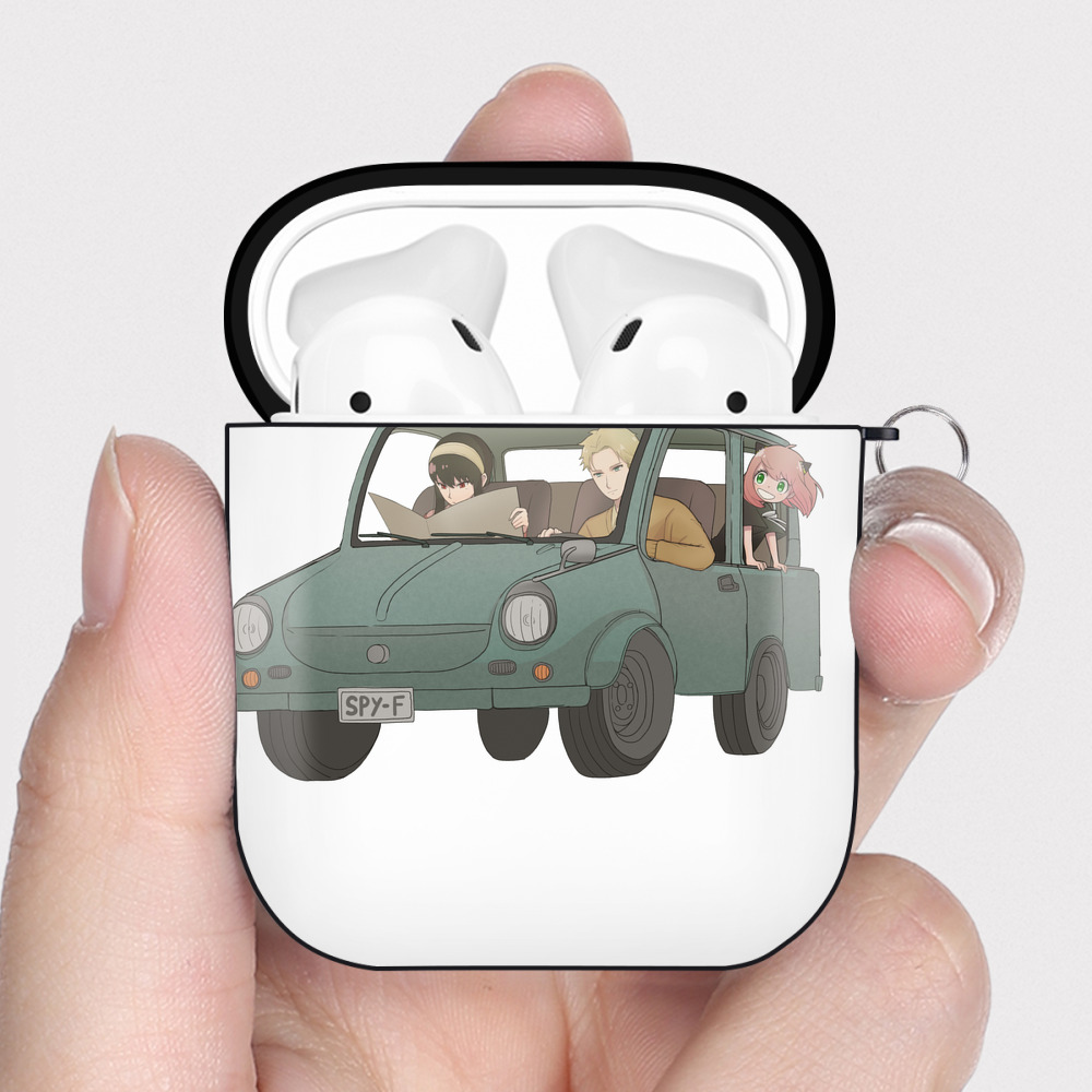 （画像用） SPY×FAMILY间谍家家酒 AirPods 第2世代保護ケース ハードシェル ブラック 耐衝撃・防指紋・カラビナ付き