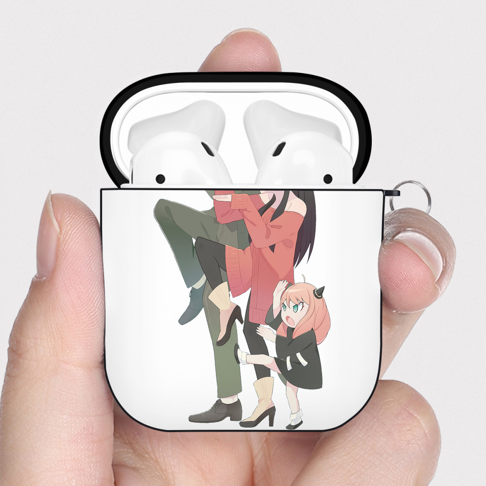 （画像用） SPY×FAMILY间谍家家酒 AirPods 第2世代保護ケース ハードシェル ブラック 耐衝撃・防指紋・カラビナ付き