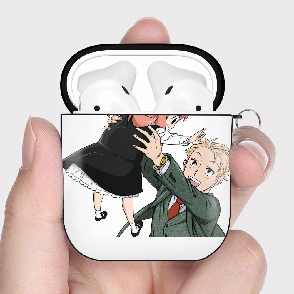 （画像用） SPY×FAMILY间谍家家酒 AirPods 第2世代保護ケース ハードシェル ブラック 耐衝撃・防指紋・カラビナ付き