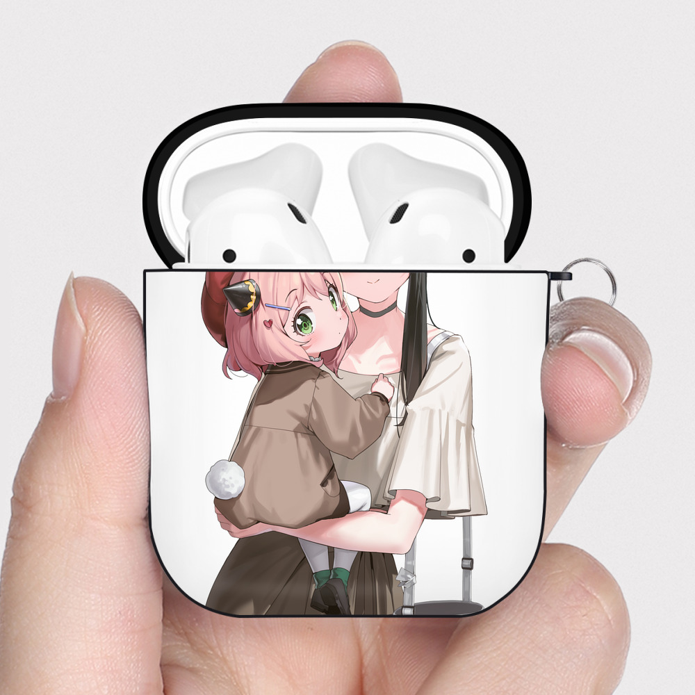 （画像用） SPY×FAMILY间谍家家酒 AirPods 第2世代保護ケース ハードシェル ブラック 耐衝撃・防指紋・カラビナ付き