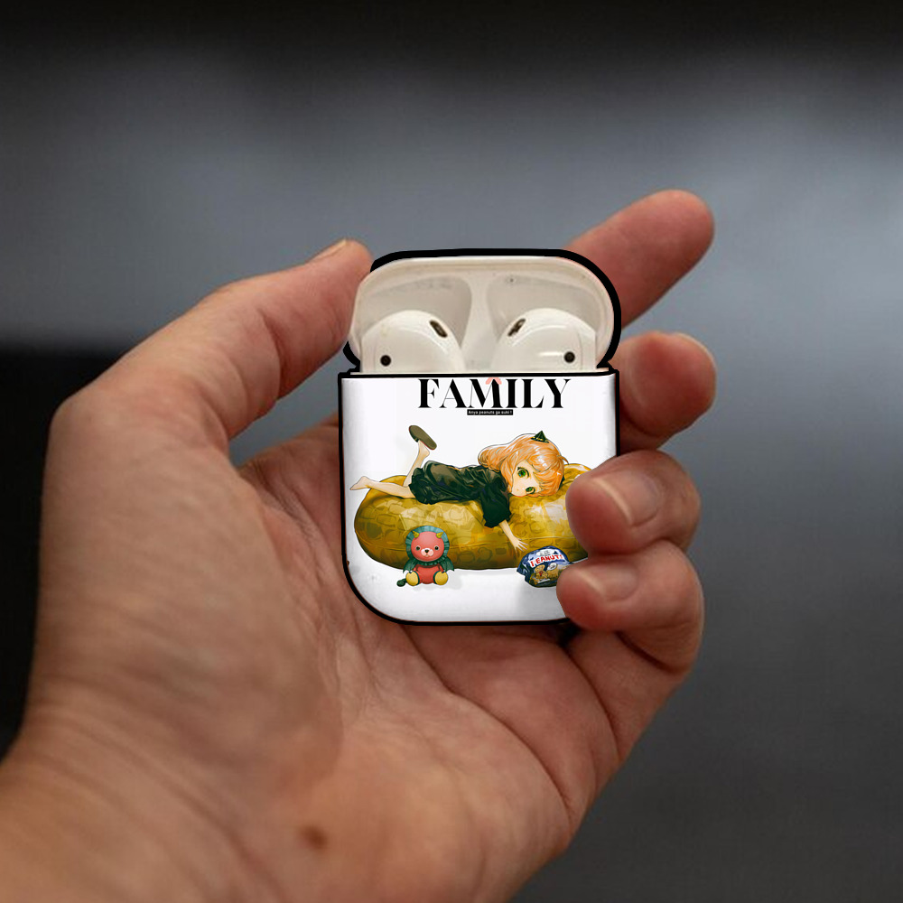 SPY×FAMILY间谍家家酒 AirPods 第2世代保護ケース ハードシェル ブラック 耐衝撃・防指紋・カラビナ付き
