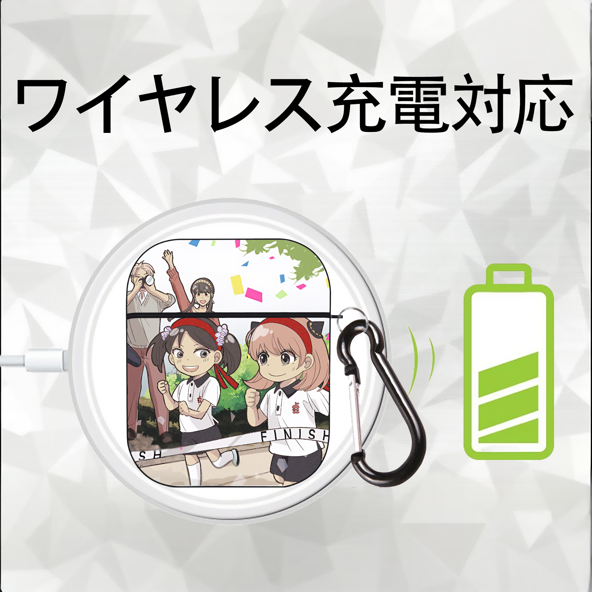 SPY×FAMILY间谍家家酒 AirPods 第2世代保護ケース ハードシェル ブラック 耐衝撃・防指紋・カラビナ付き