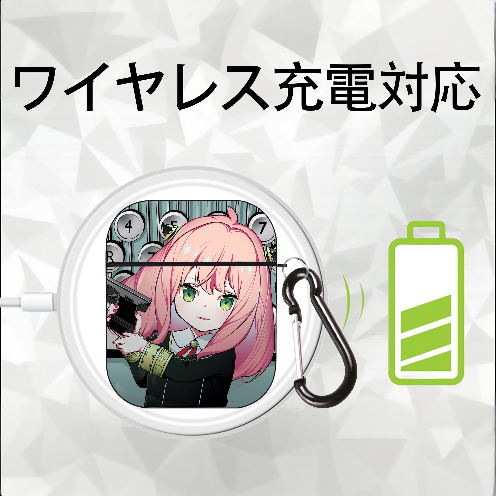 SPY×FAMILY间谍家家酒 AirPods 第2世代保護ケース ハードシェル ブラック 耐衝撃・防指紋・カラビナ付き