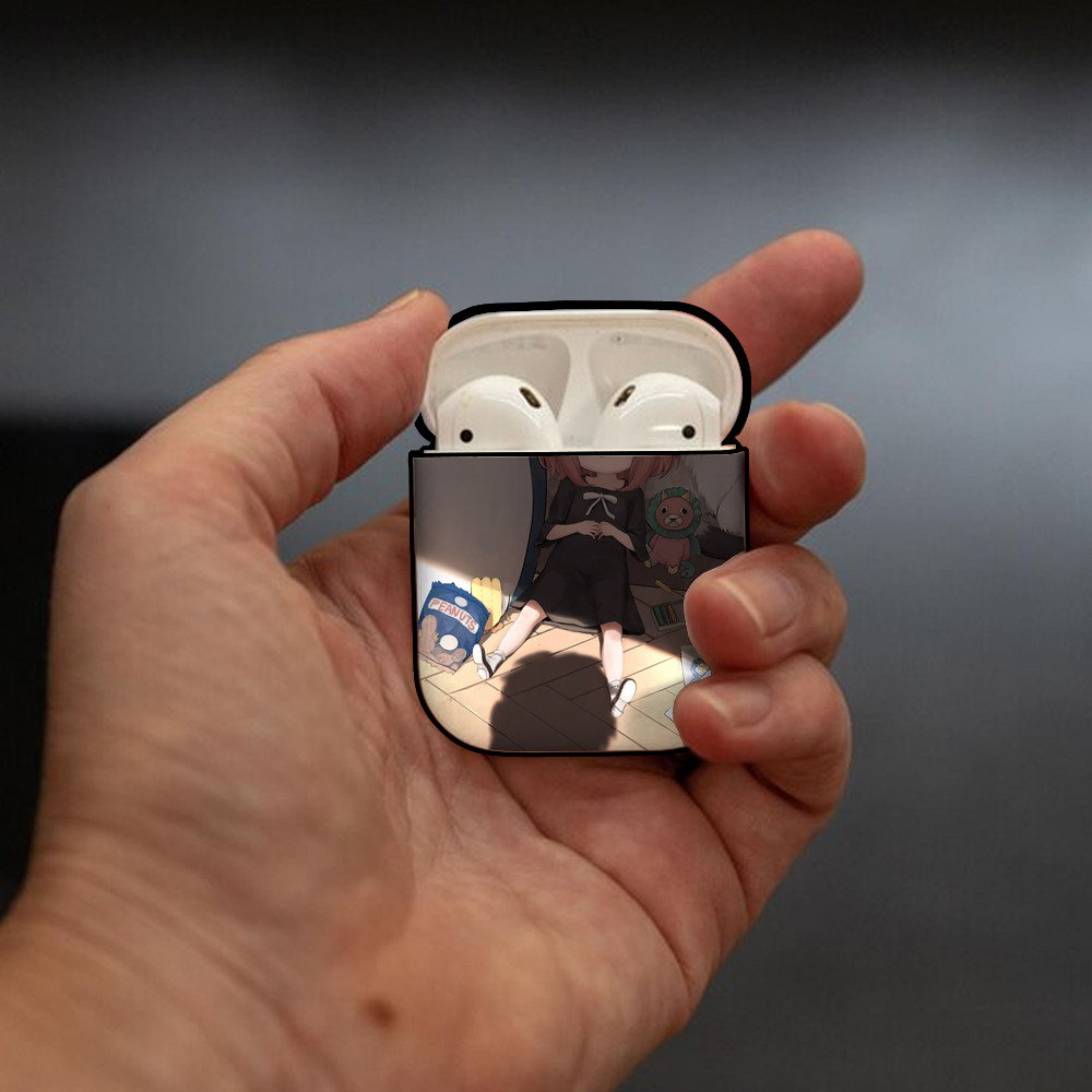 SPY×FAMILY间谍家家酒 AirPods 第2世代保護ケース ハードシェル ブラック 耐衝撃・防指紋・カラビナ付き