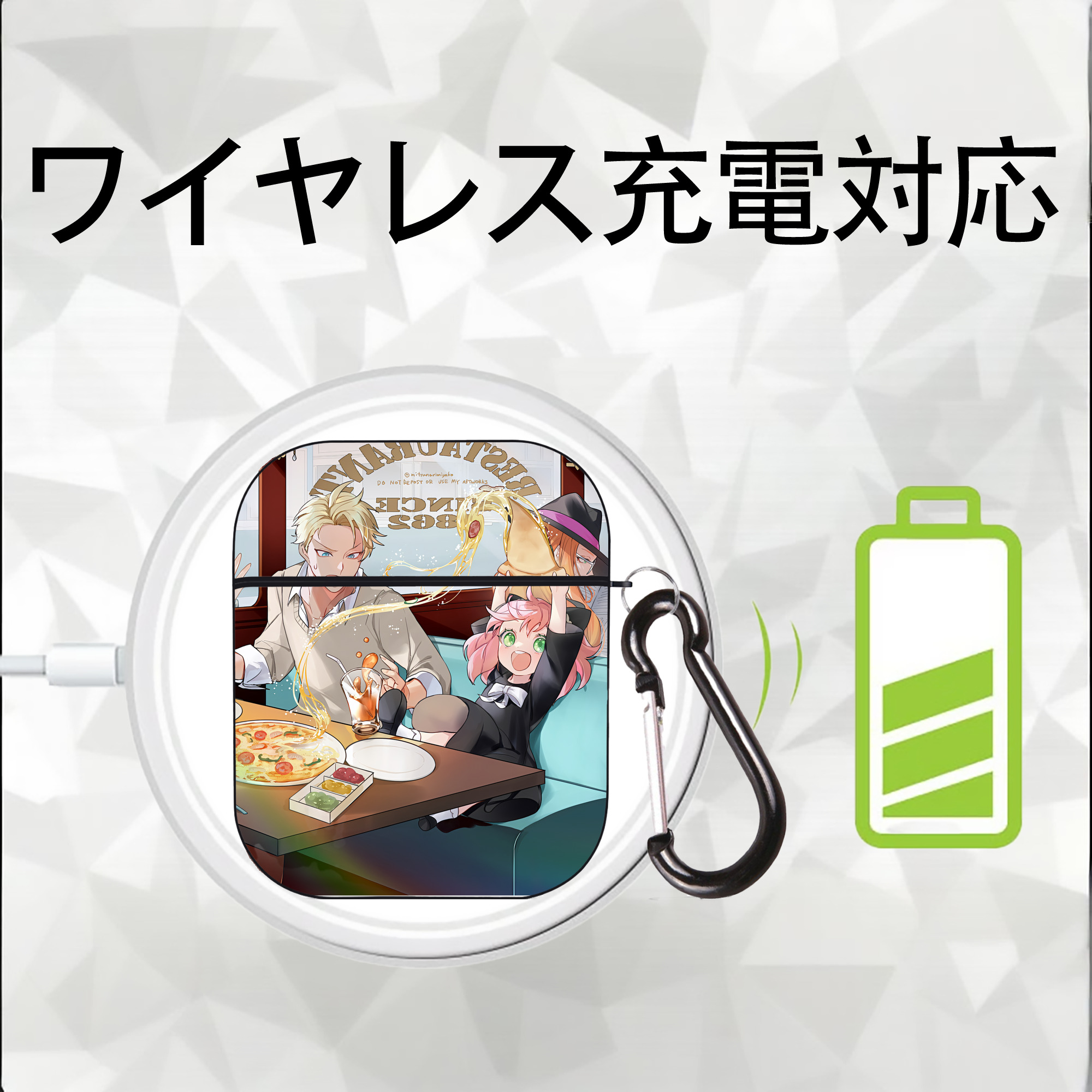 SPY×FAMILY间谍家家酒 AirPods 第2世代保護ケース ハードシェル ブラック 耐衝撃・防指紋・カラビナ付き