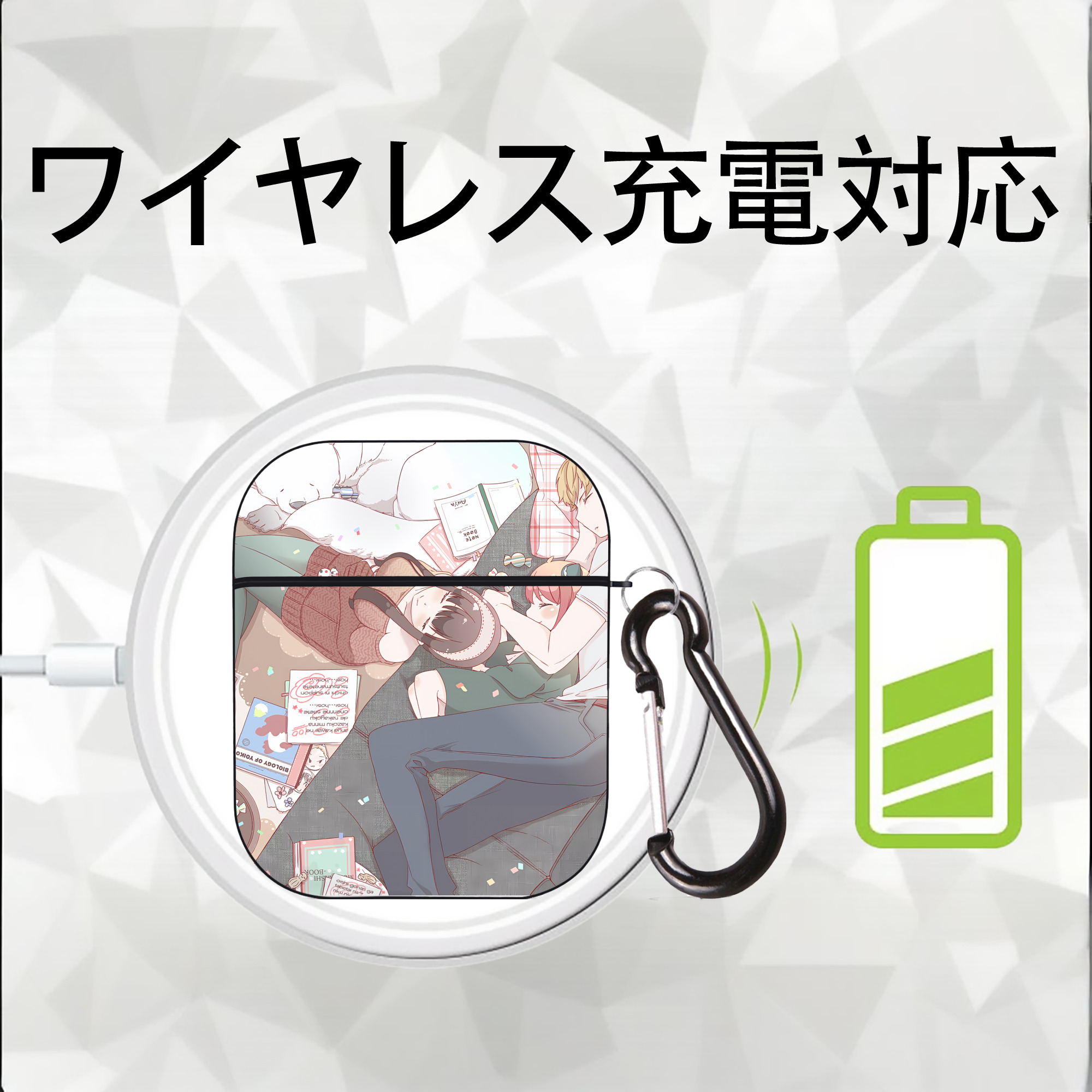SPY×FAMILY间谍家家酒 AirPods 第2世代保護ケース ハードシェル ブラック 耐衝撃・防指紋・カラビナ付き