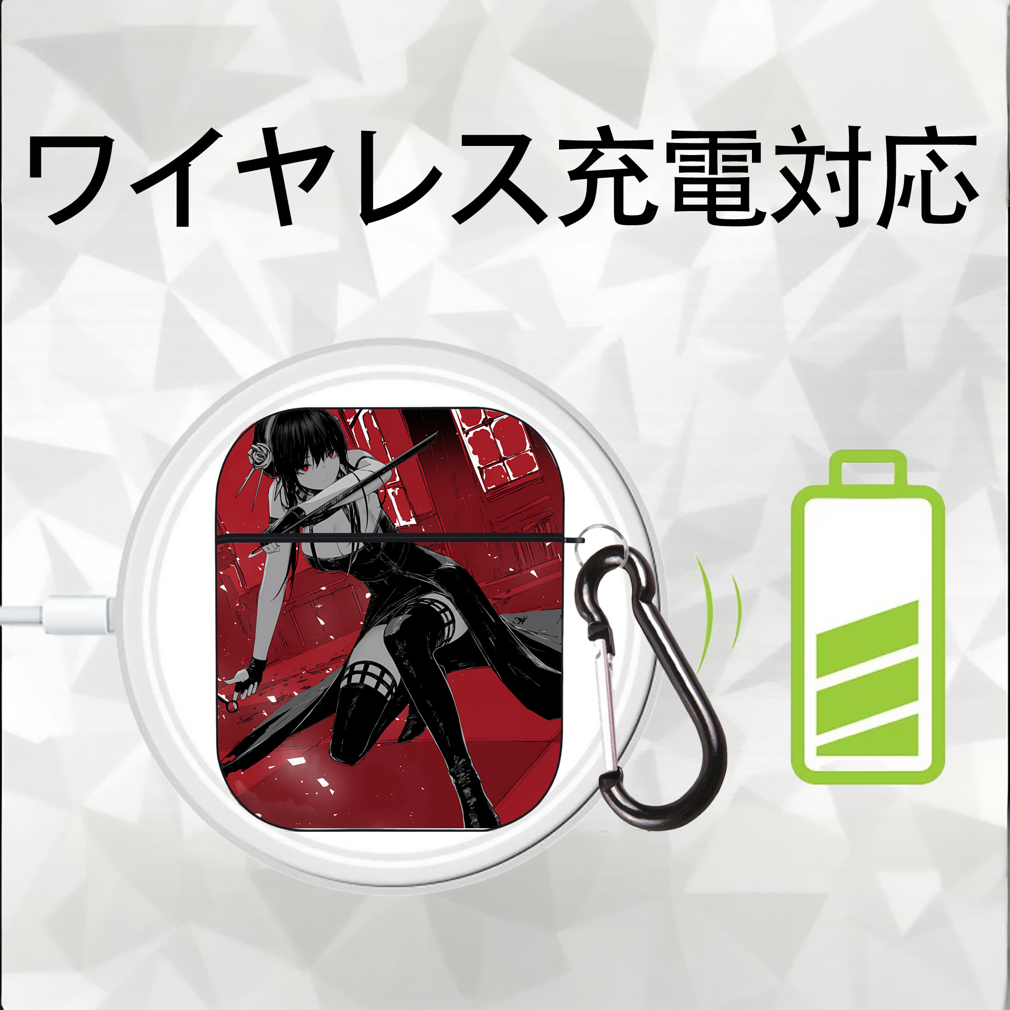 SPY×FAMILY间谍家家酒 AirPods 第2世代保護ケース ハードシェル ブラック 耐衝撃・防指紋・カラビナ付き