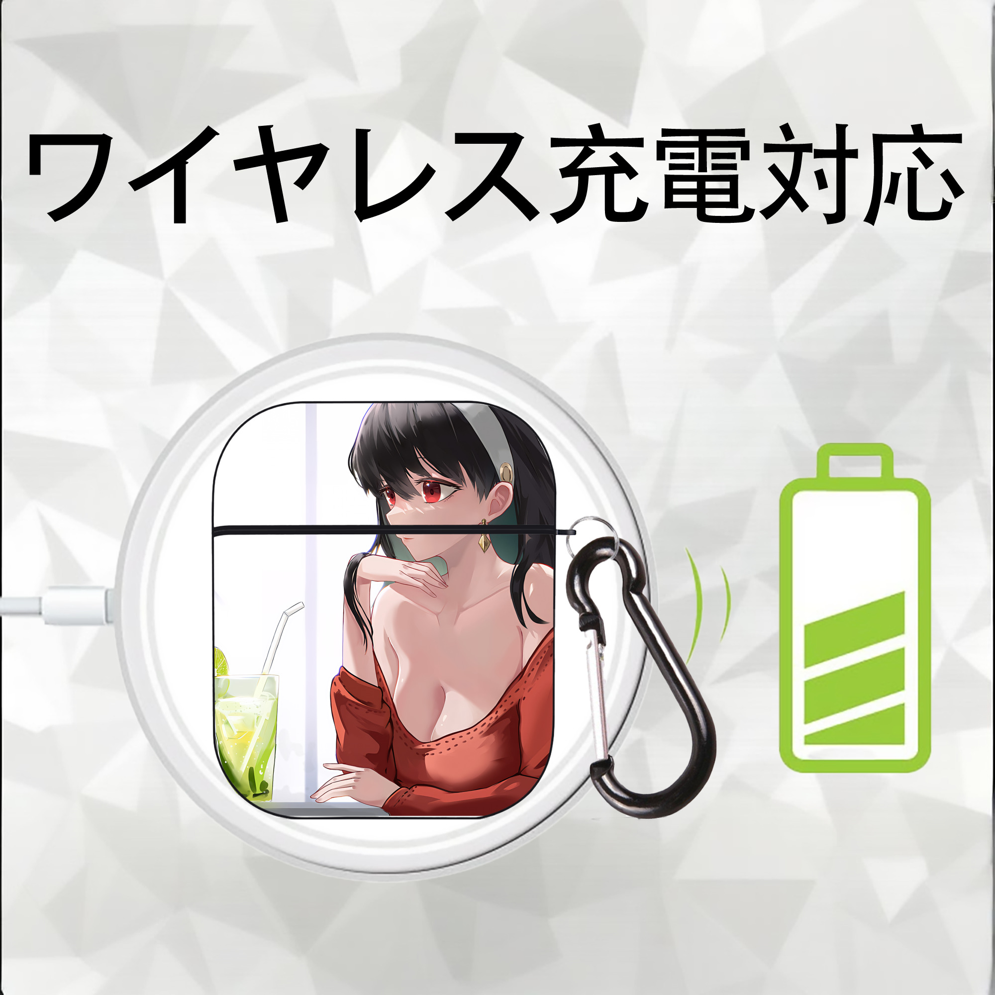 SPY×FAMILY间谍家家酒 AirPods 第2世代保護ケース ハードシェル ブラック 耐衝撃・防指紋・カラビナ付き