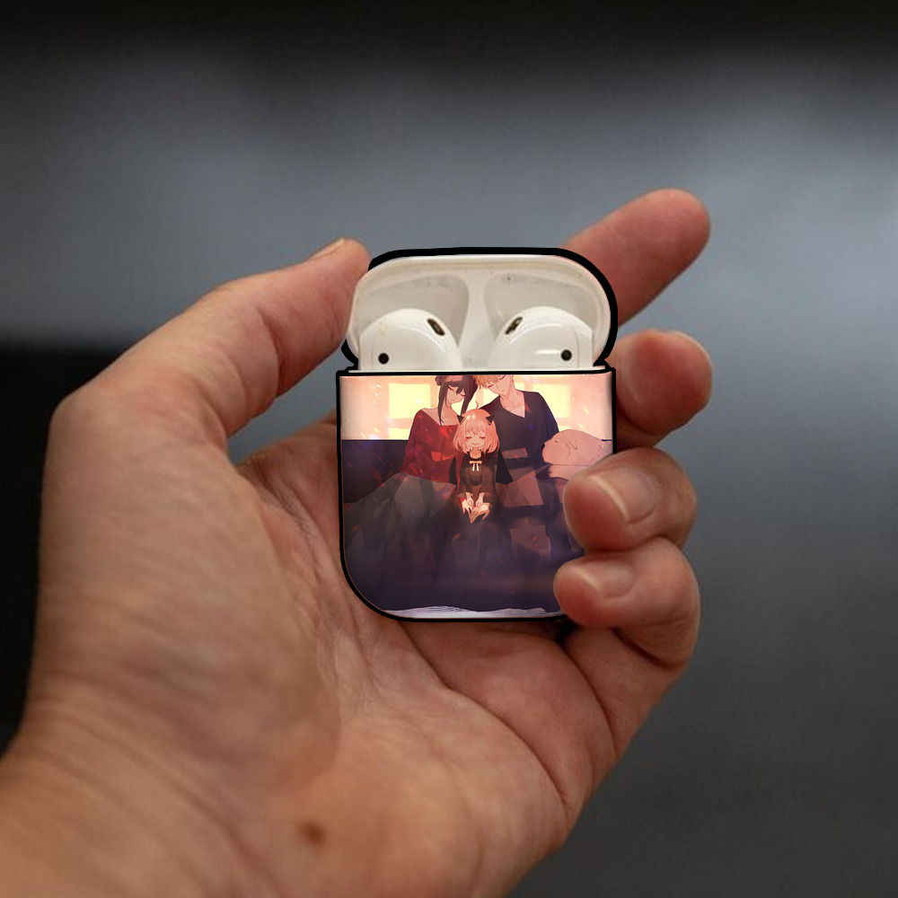 SPY×FAMILY间谍家家酒 AirPods 第2世代保護ケース ハードシェル ブラック 耐衝撃・防指紋・カラビナ付き