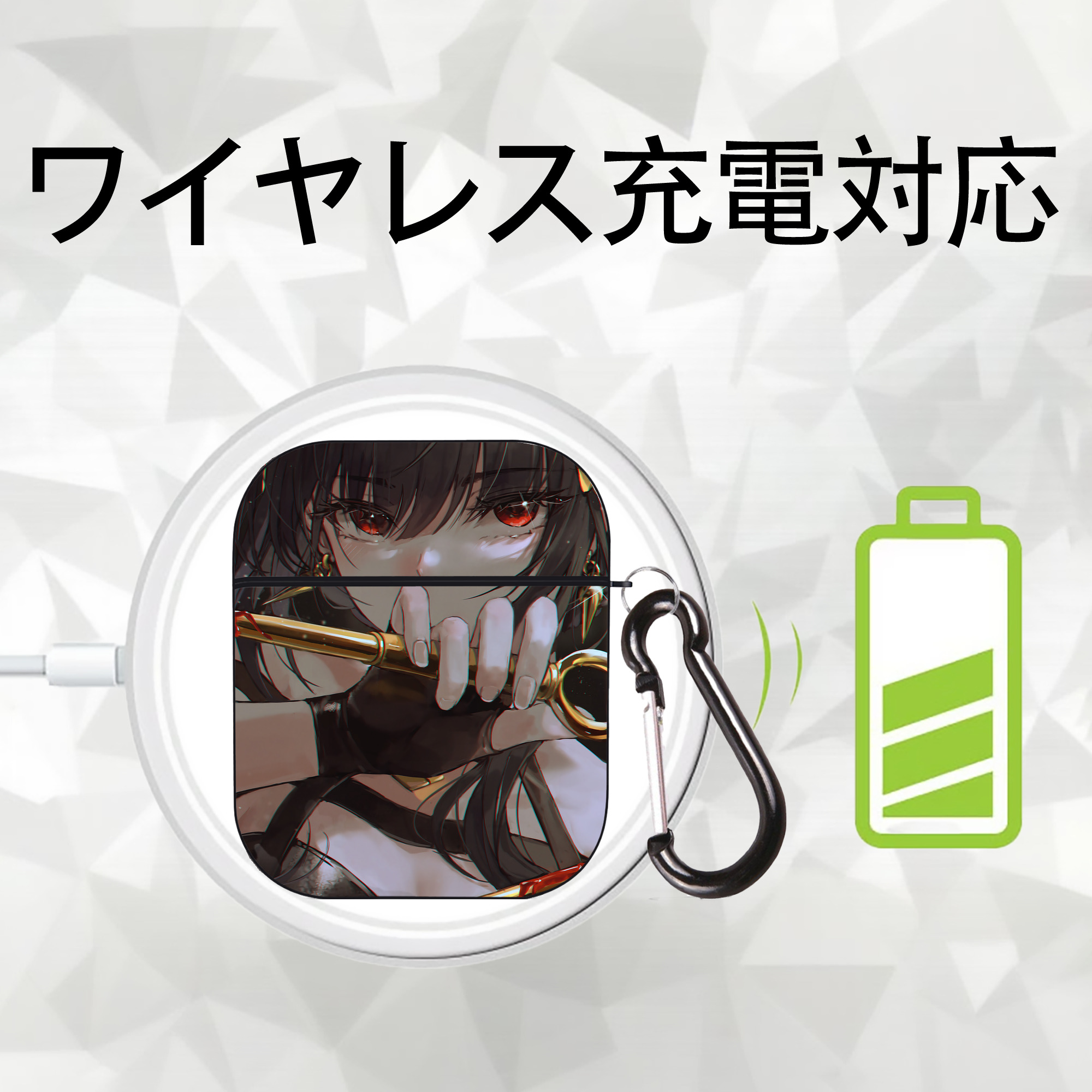 SPY×FAMILY间谍家家酒 AirPods 第2世代保護ケース ハードシェル ブラック 耐衝撃・防指紋・カラビナ付き