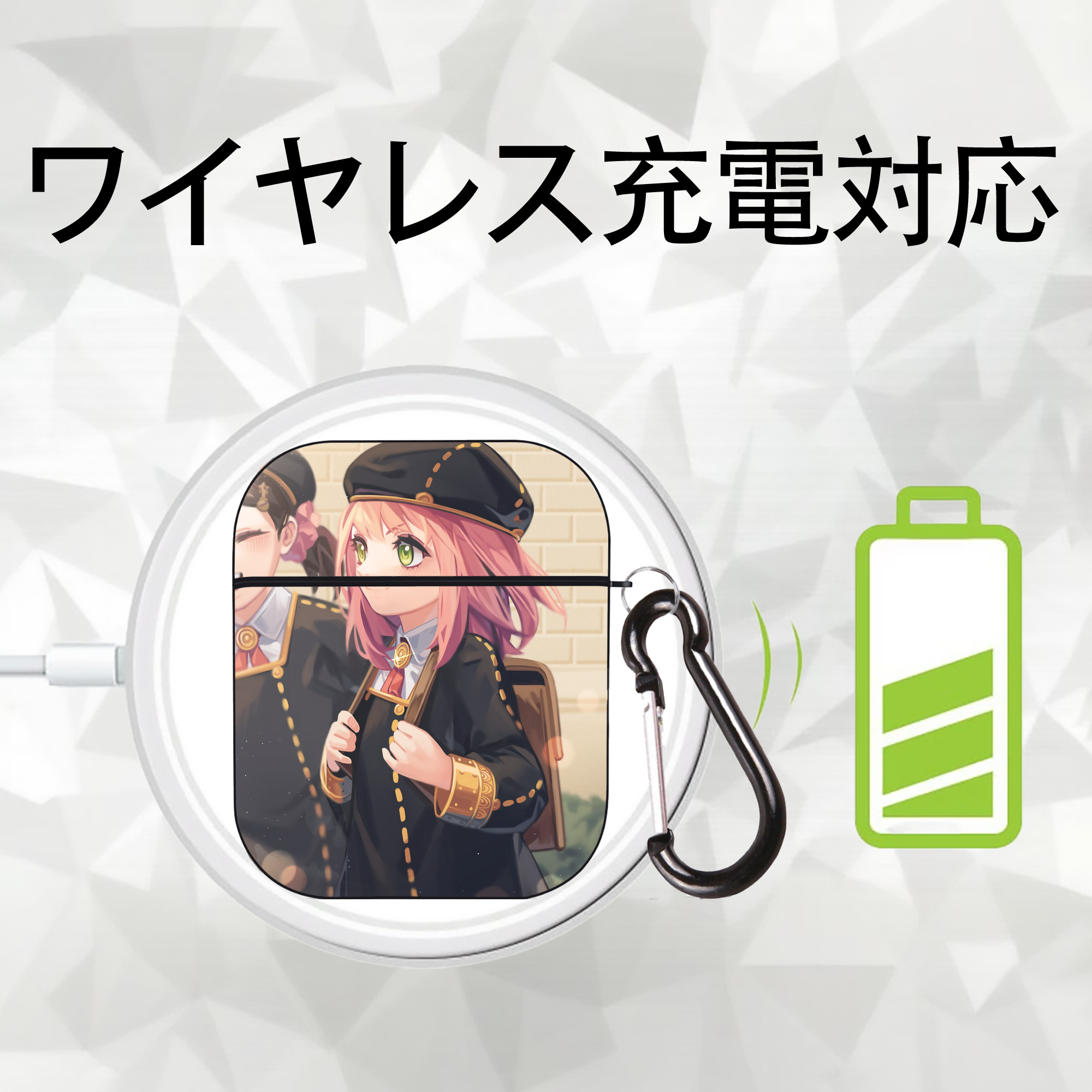 SPY×FAMILY间谍家家酒 AirPods 第2世代保護ケース ハードシェル ブラック 耐衝撃・防指紋・カラビナ付き