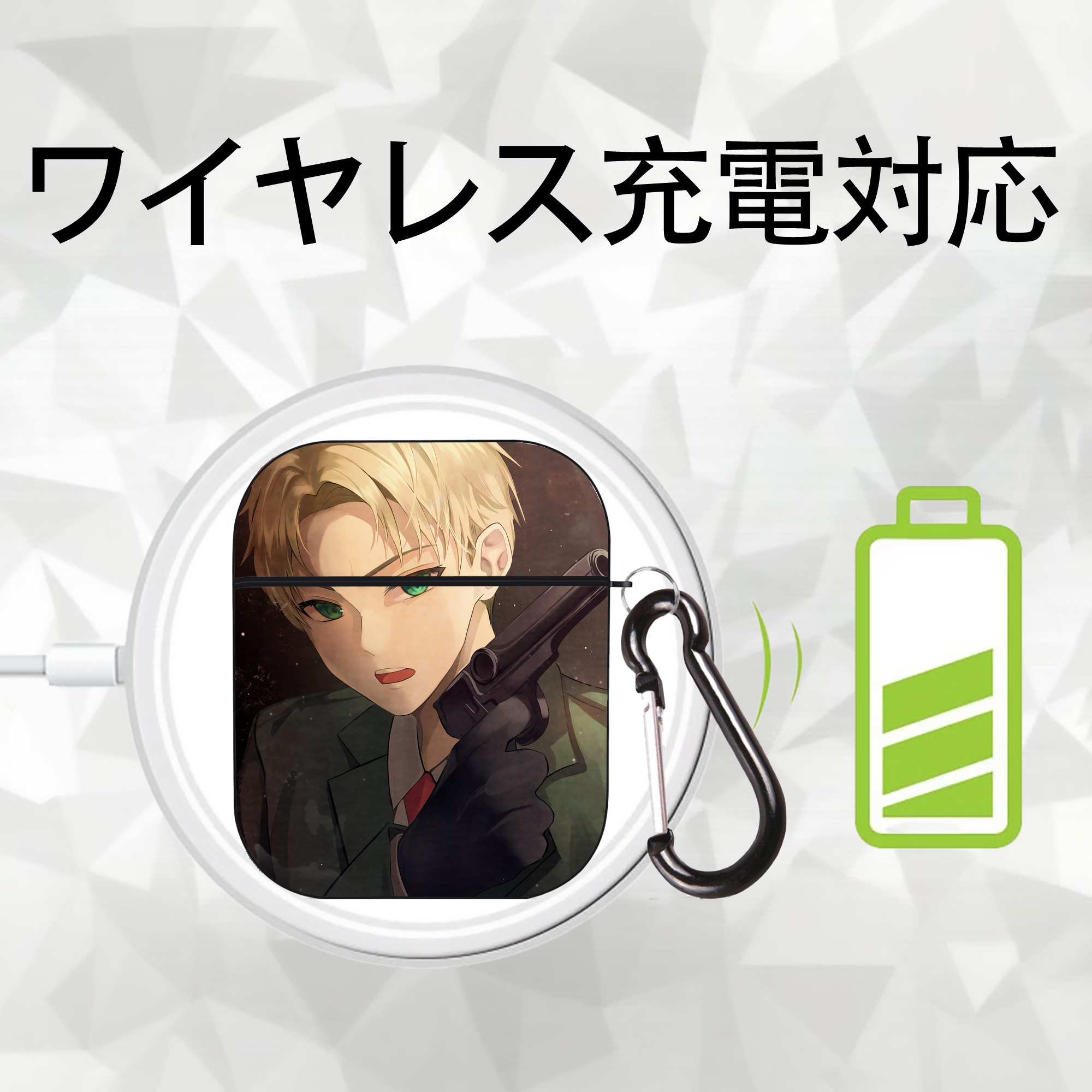 SPY×FAMILY间谍家家酒 AirPods 第2世代保護ケース ハードシェル ブラック 耐衝撃・防指紋・カラビナ付き