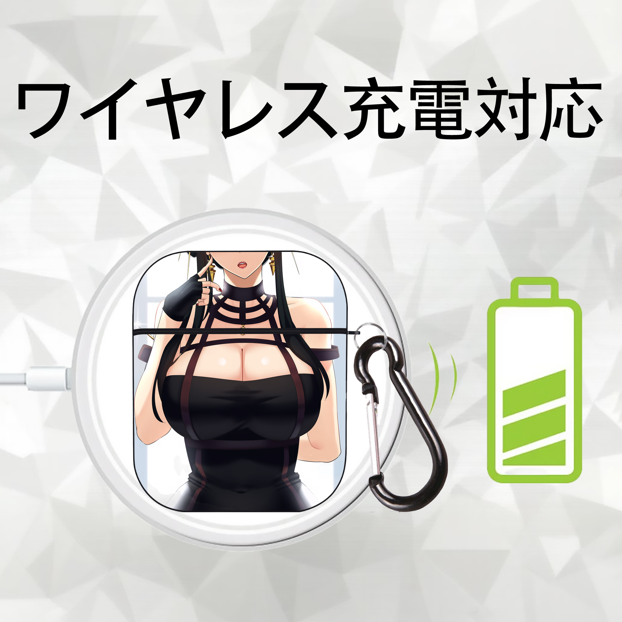 SPY×FAMILY间谍家家酒 AirPods 第2世代保護ケース ハードシェル ブラック 耐衝撃・防指紋・カラビナ付き