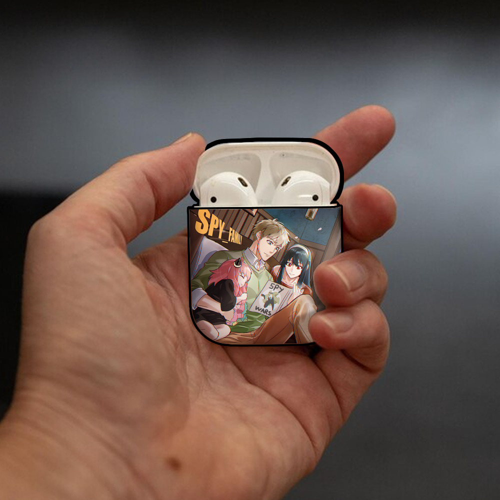 SPY×FAMILY间谍家家酒 AirPods 第2世代保護ケース ハードシェル ブラック 耐衝撃・防指紋・カラビナ付き